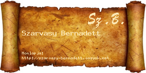 Szarvasy Bernadett névjegykártya